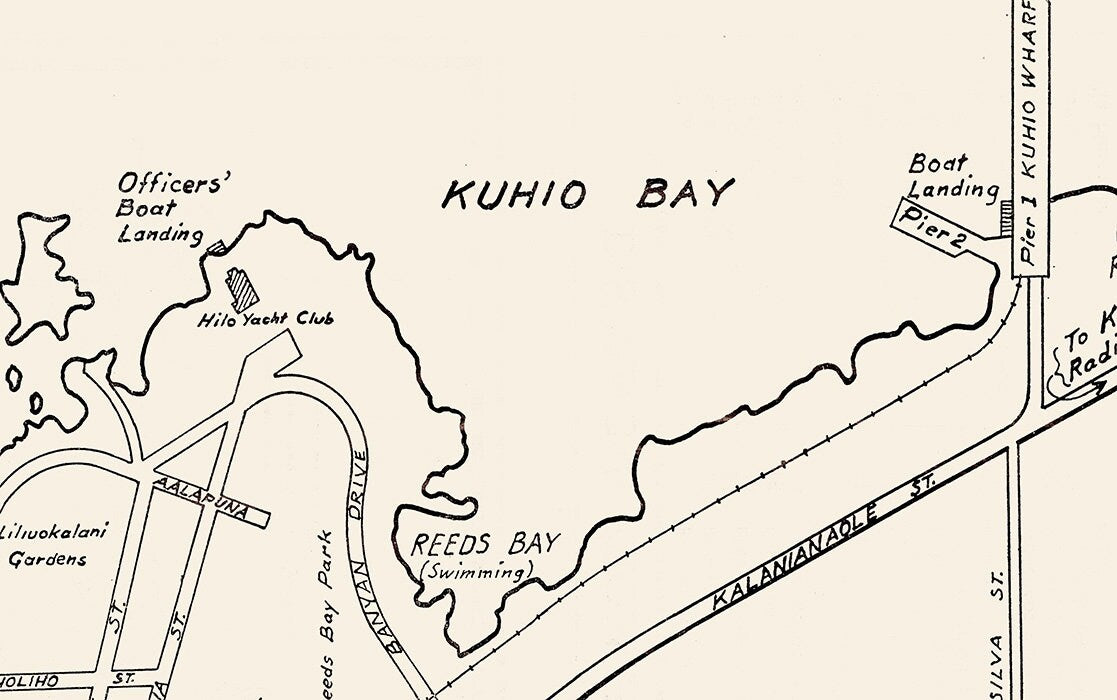 1937 Town Map of Hilo Hawaii