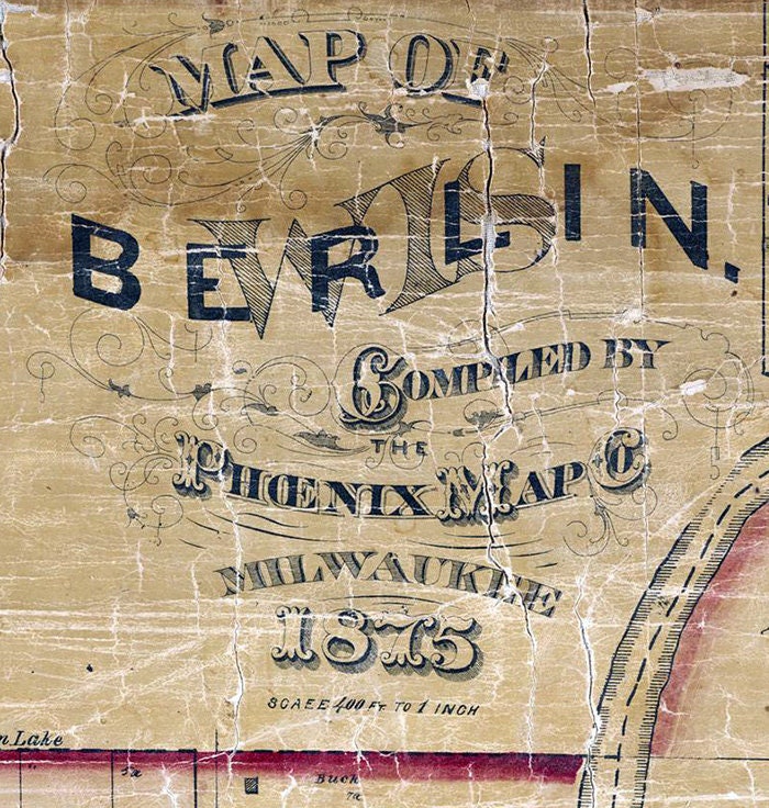 1875 Map of Berlin Green Lake County Wisconsin