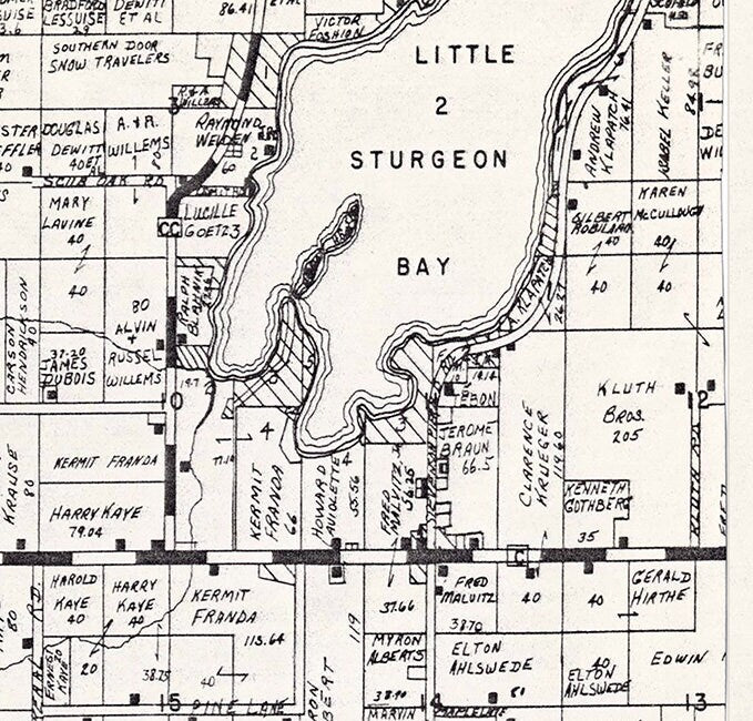 1890s Town Map of Gardner Door County Wisconsin