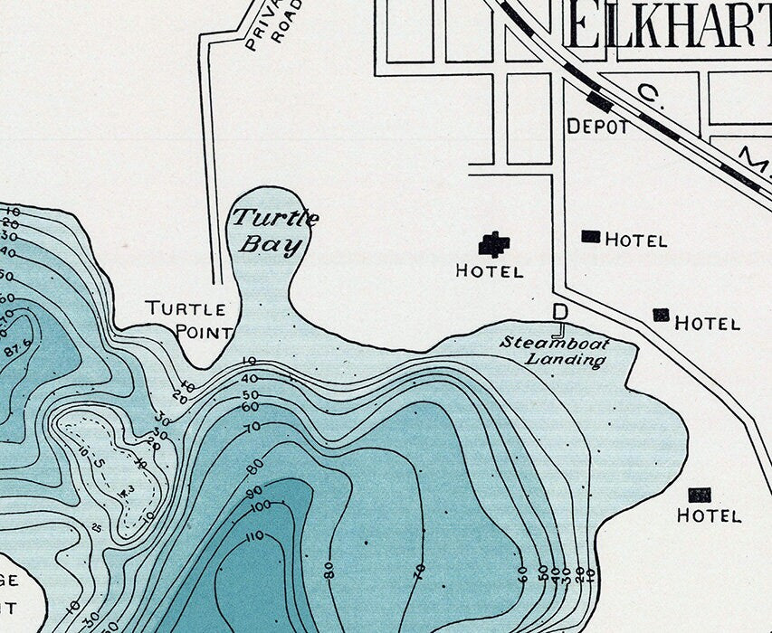 1898 Map of Lake Elkhart Sheboygan County Wisconsin