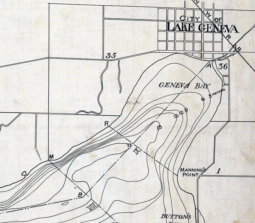 1898 Map of Lake Geneva Wisconsin