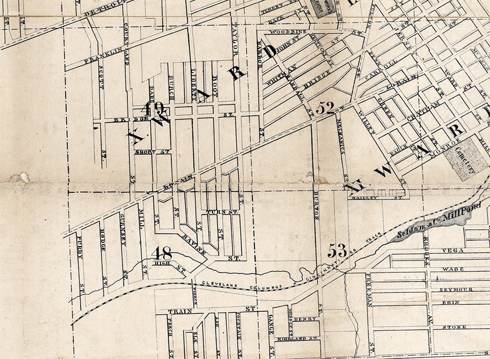 1858 Map of Cleveland Cuyahoga County Ohio