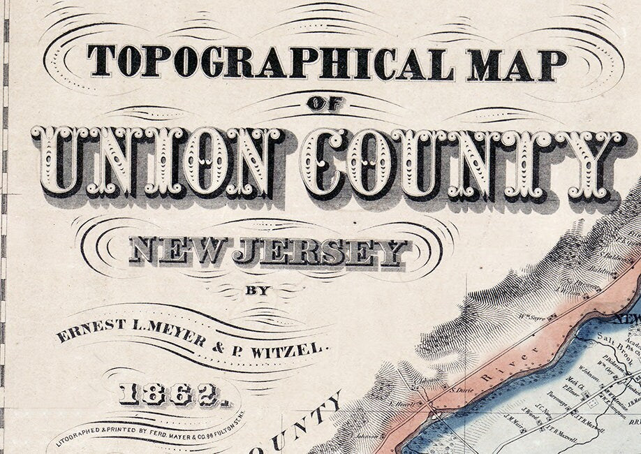 1862 Map of Union County New Jersey