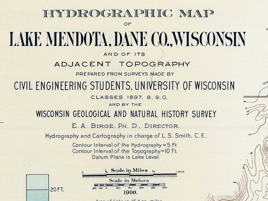 1900 Map of Lake Mendota Dane County Wisconsin