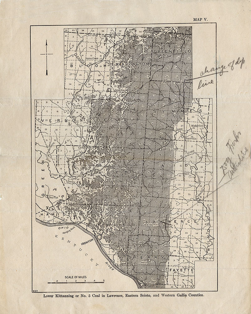1916 Coal Field Map in Lawrence Scioto Gallia County Ohio