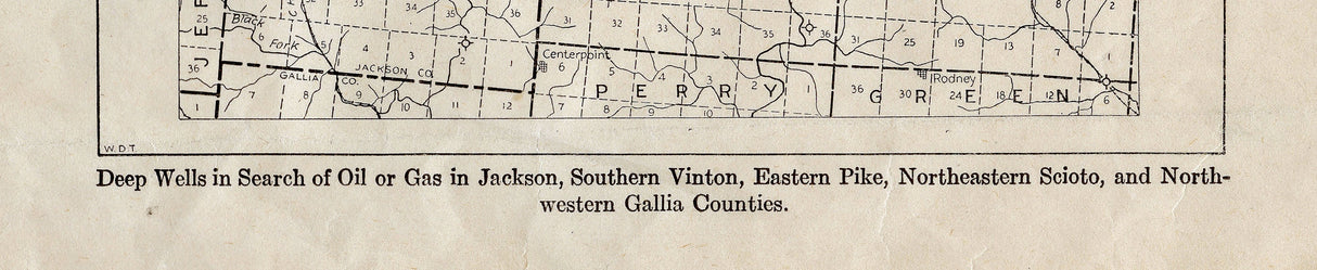1916 Oil & Gas Well Map of Jackson Vinton Pike Scioto and Gallia County Ohio