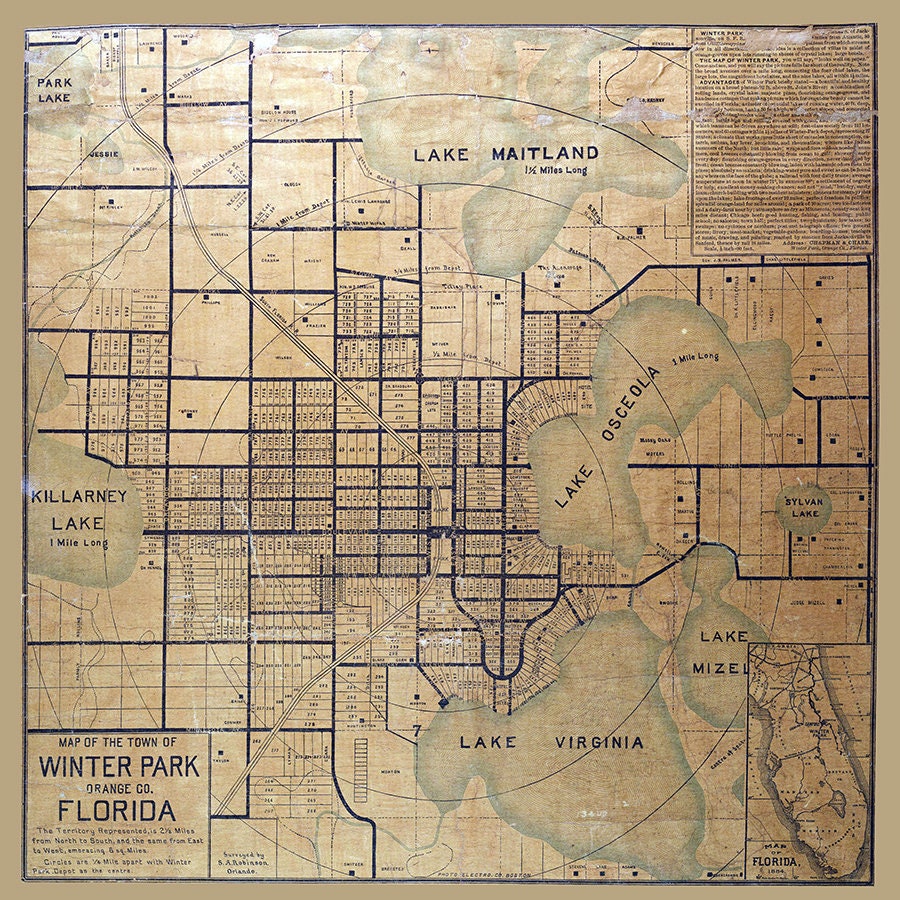 1884 Map of Winter Park Orange County Florida