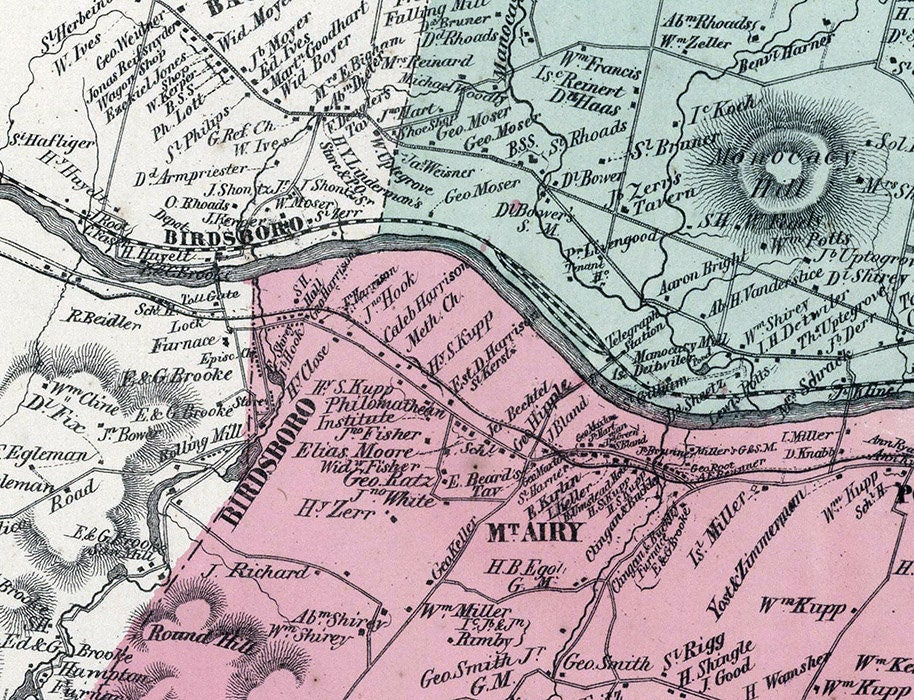1862 Map of Amity Douglass and Union Townships Berks County Pennsylvania