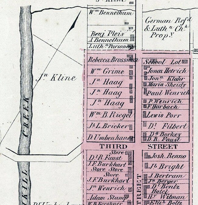 1862 Map of Bernville Berks County Pennsylvania