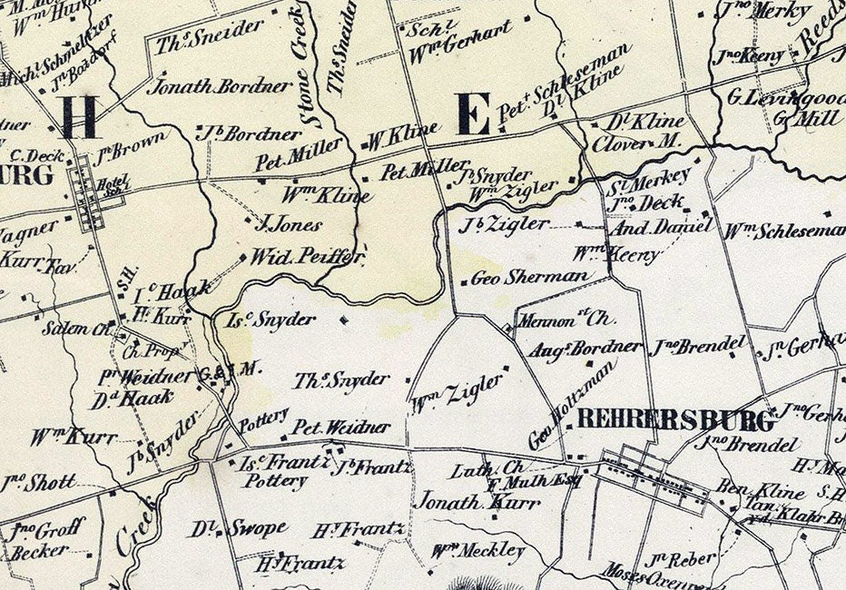 1862 Map of Bethel Townships Berks County Pennsylvania