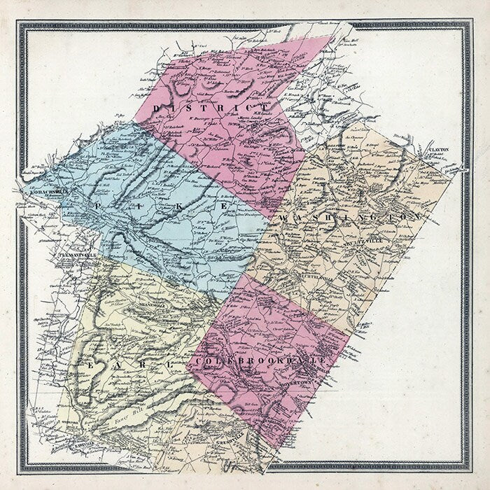 1862 Map of District Pike Washington Earl and Colebrookdale Townships Berks County Pennsylvania