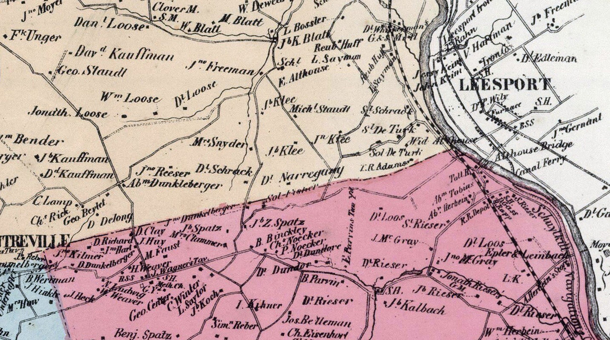 1862 Map of Penn Centre and Bern Townships Berks County Pennsylvania