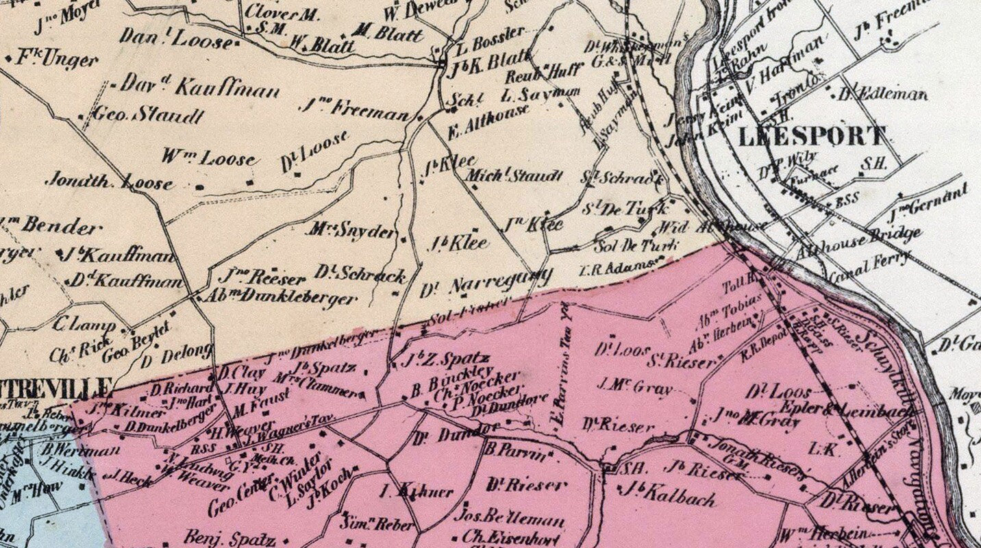 1862 Map of Penn Centre and Bern Townships Berks County Pennsylvania