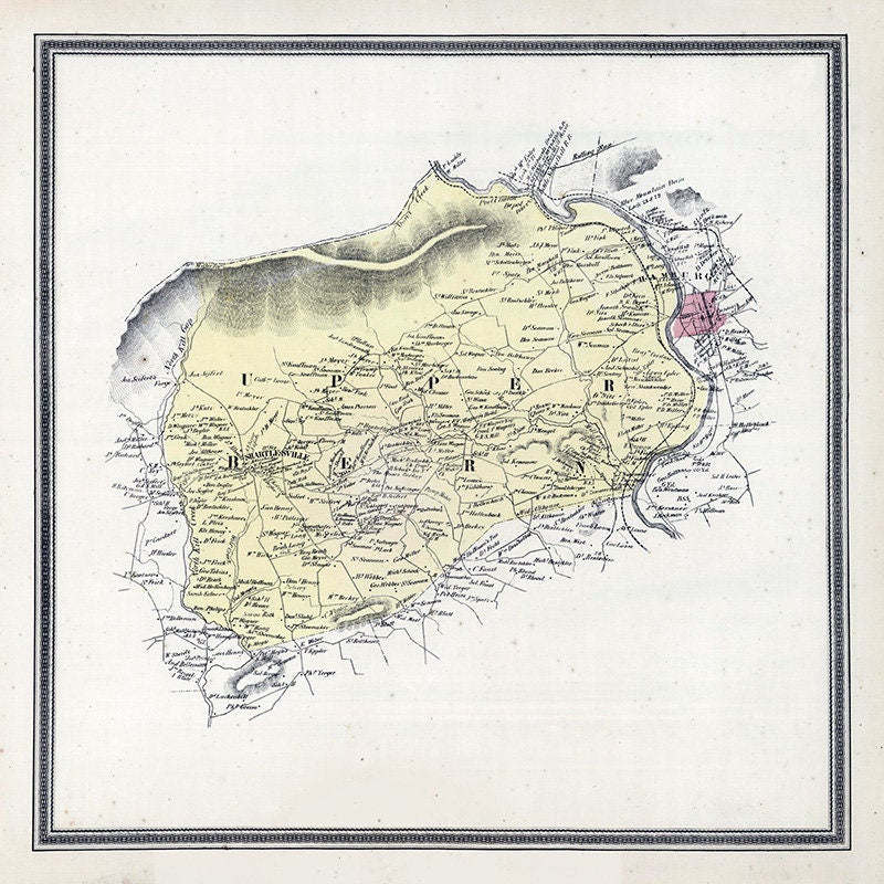 1862 Map of Upper Bern Townships Berks County Pennsylvania