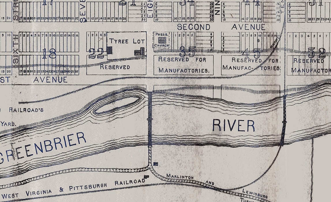 1891 Map of Marlinton Pocahontas County West Virginia