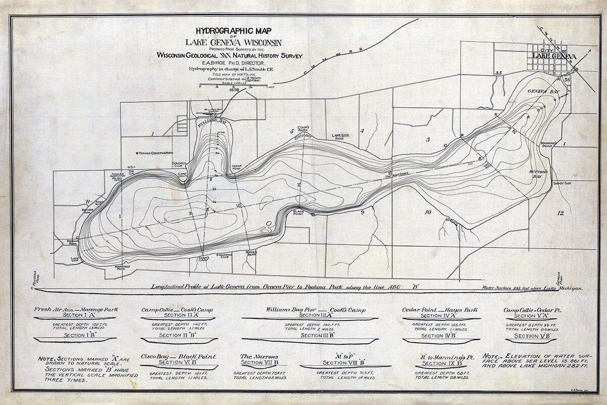 1898 Map of Lake Geneva Wisconsin
