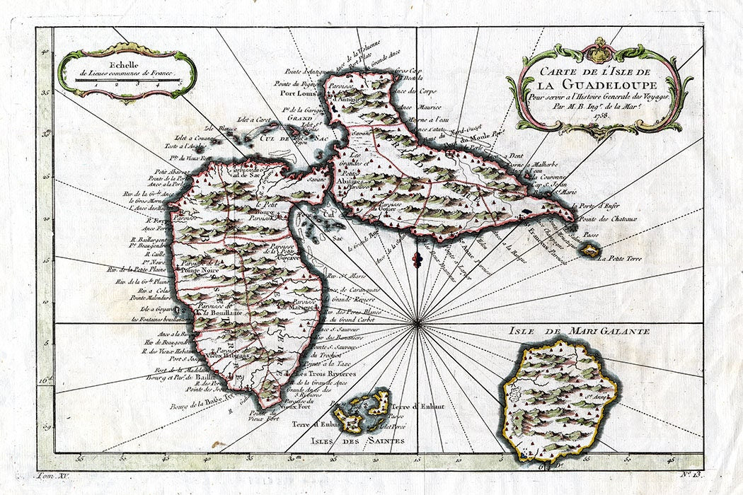1758 Map of the Gaudeloupe Island