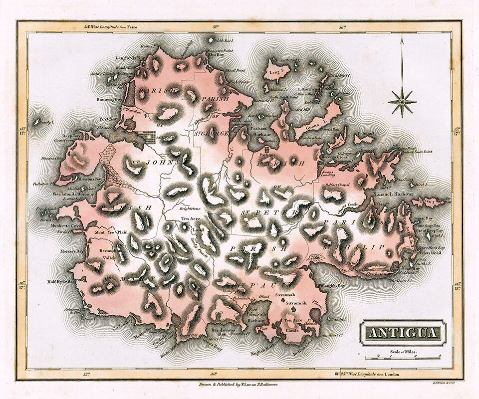 1823 Map of Antiqua