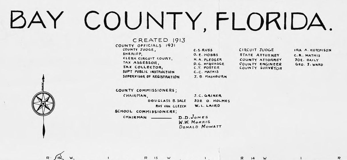 1913 Map of Bay County Florida