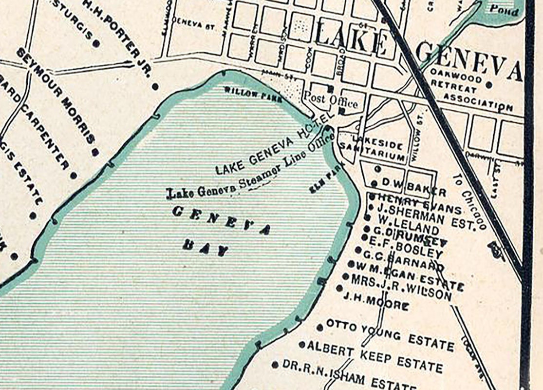 1915 Map of Lake Geneva Walworth County Wisconsin