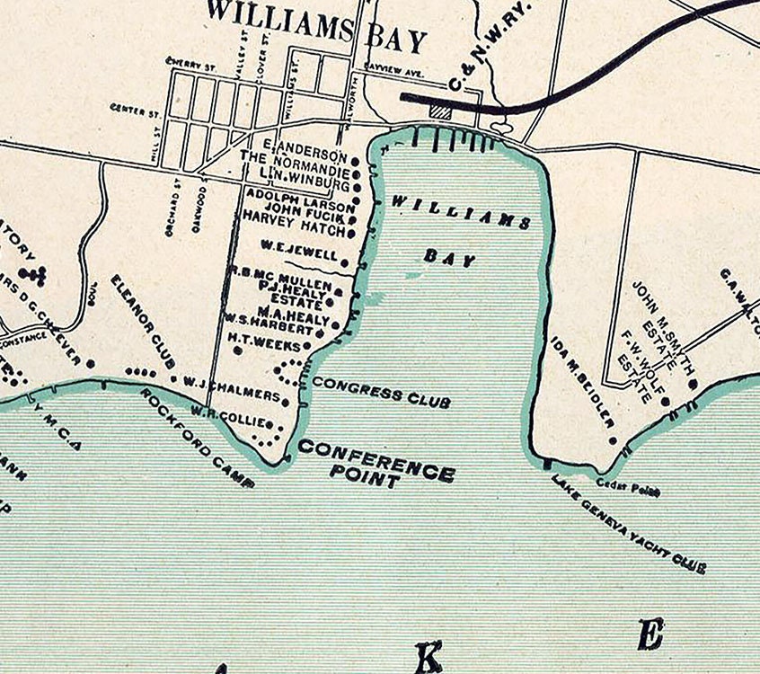 1915 Map of Lake Geneva Walworth County Wisconsin