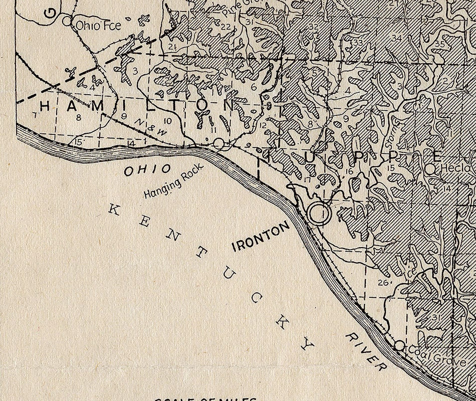 1916 Coal Field Map in Lawrence Scioto Gallia County Ohio