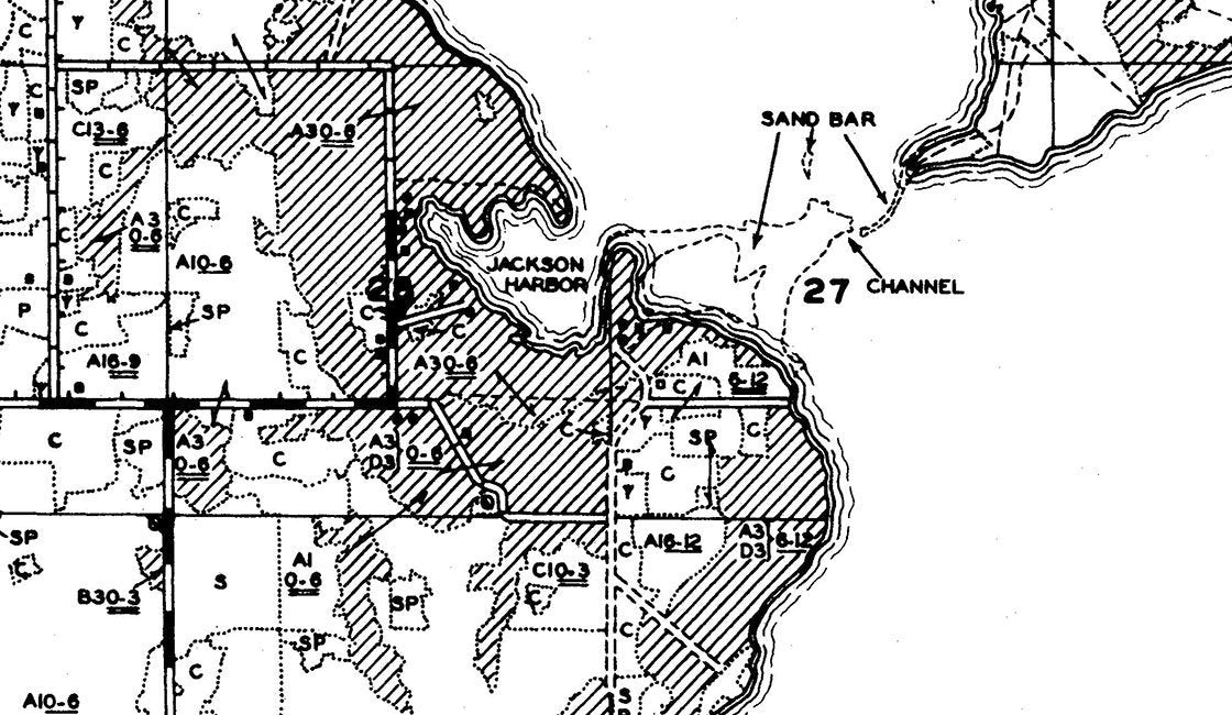1942 Town Map of Washington Island Door County Wisconsin