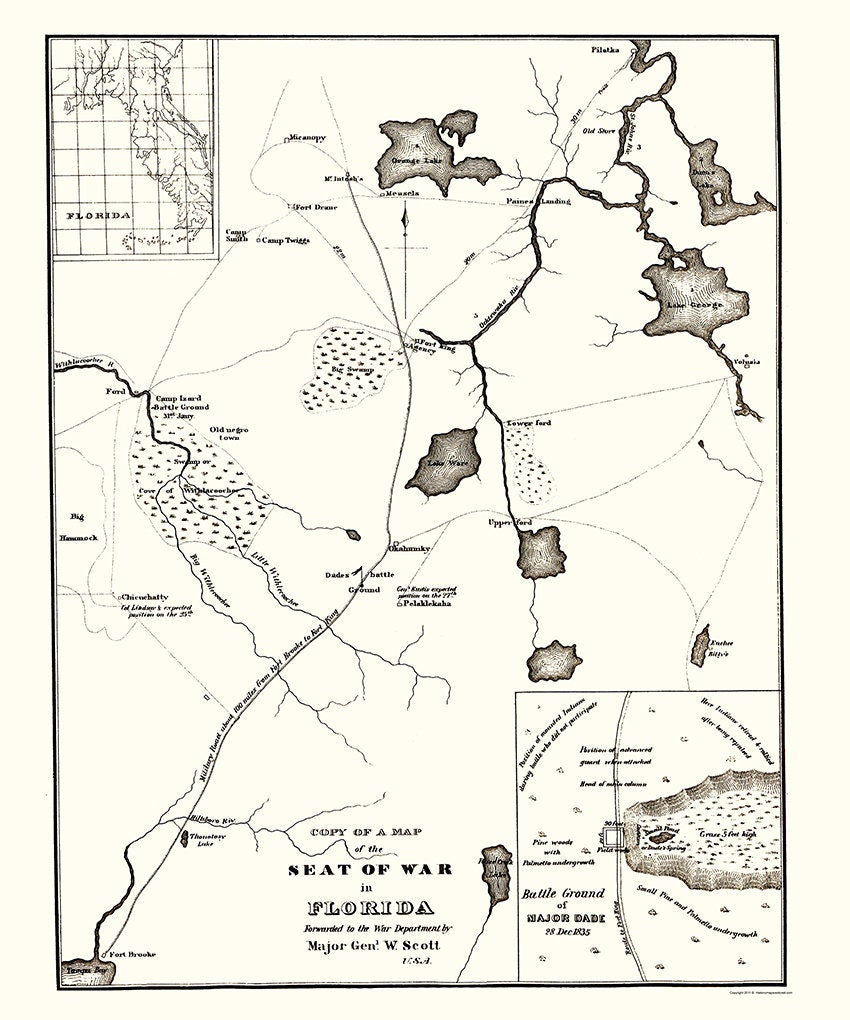 1835 Map of the Florida Seminole Wars