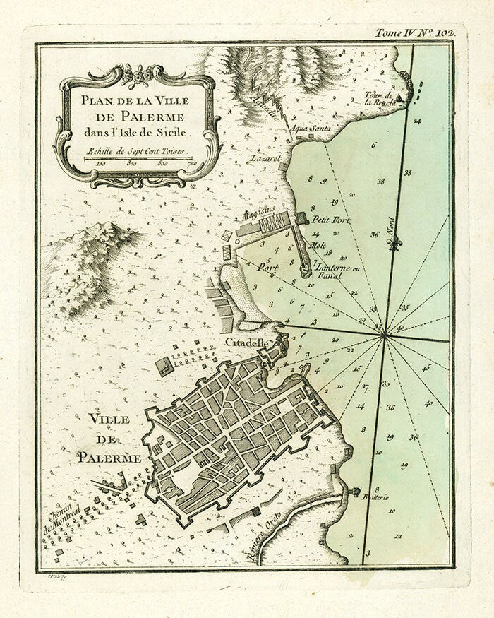 1600 Map of the Village of Palermo Sicily Italy