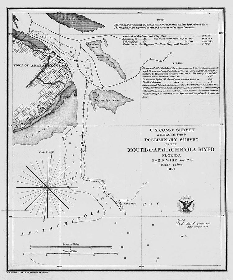 1857 Map of the Mouth of the Apalachicola River Florida