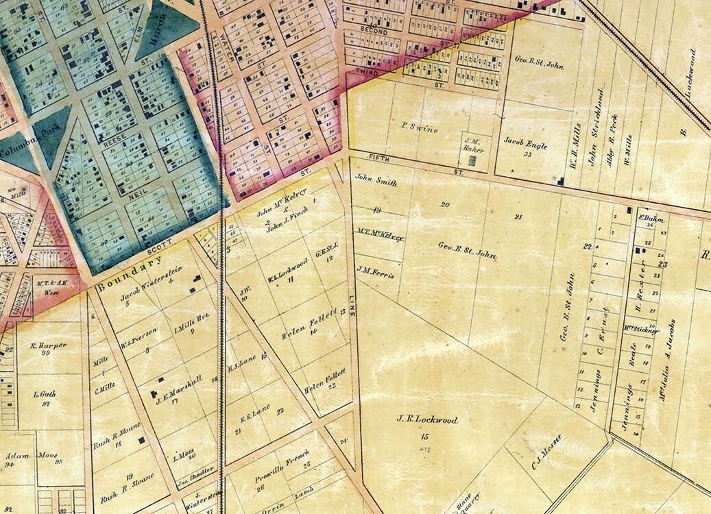 1863 Map of Sandusky Erie County Ohio