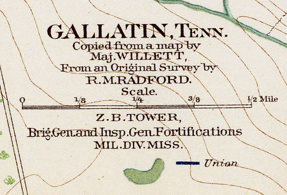 1895 Map of Gallatin Sumner County Tennessee