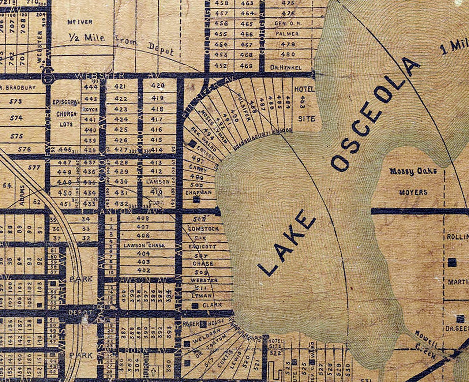 1884 Map of Winter Park Orange County Florida