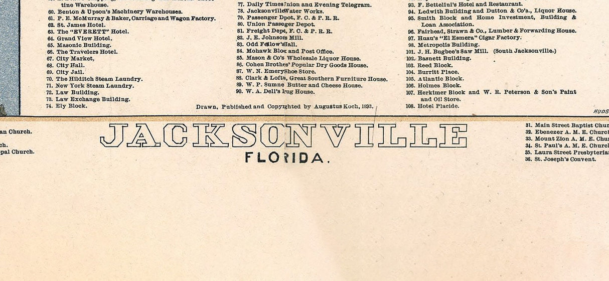 1893 Panoramic Map of Jacksonville Florida