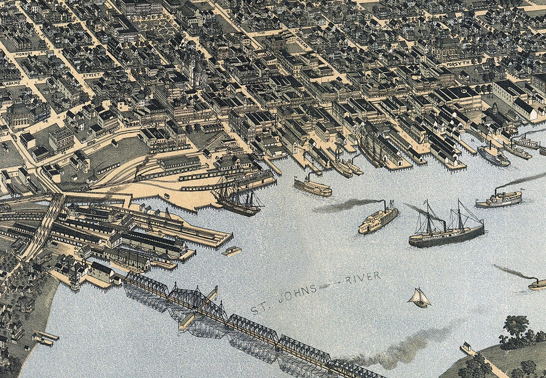 1893 Panoramic Map of Jacksonville Florida