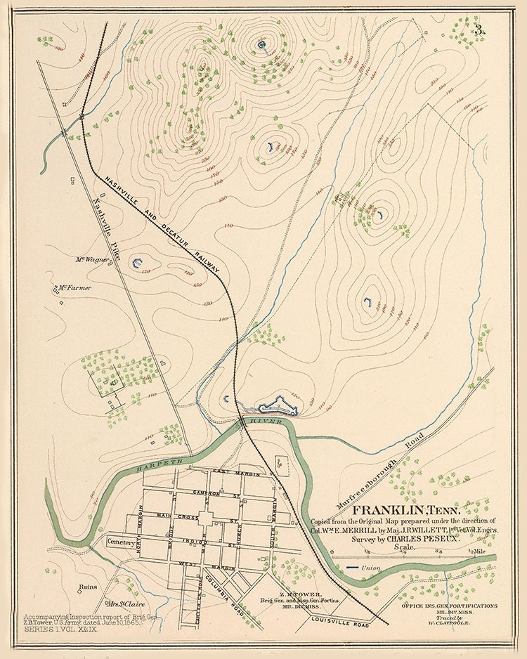 1895 Map of Franklin Tennessee