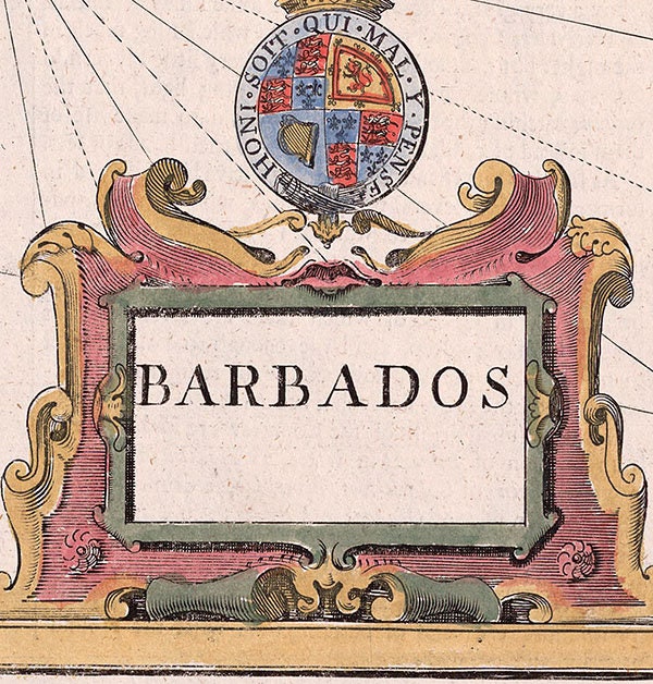 1676 Map of Jamaica & Barbados