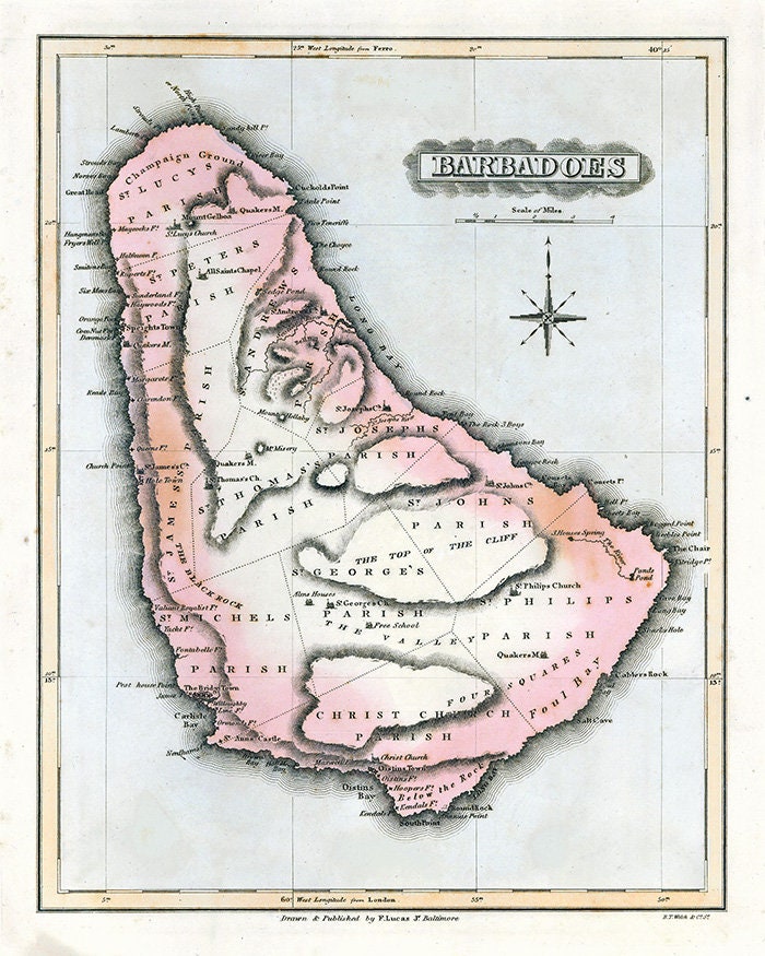 1823 Map of Barbadoes