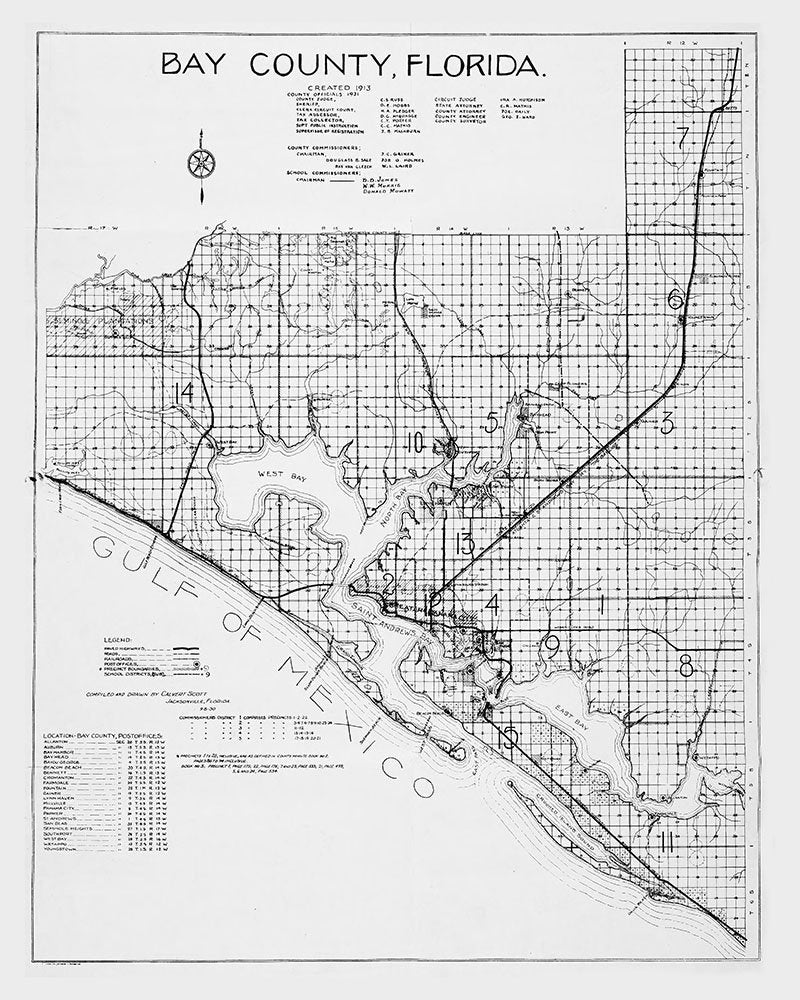 1913 Map of Bay County Florida