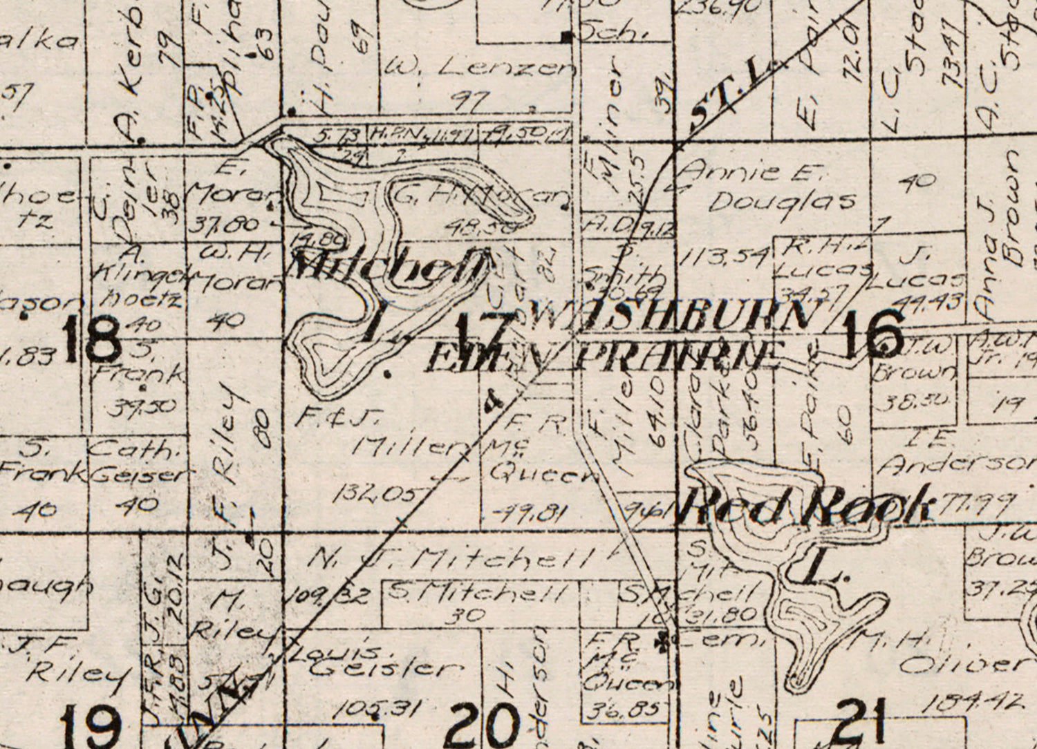 1916 Township Map of Eden Prairie Hennepin County Minnesota