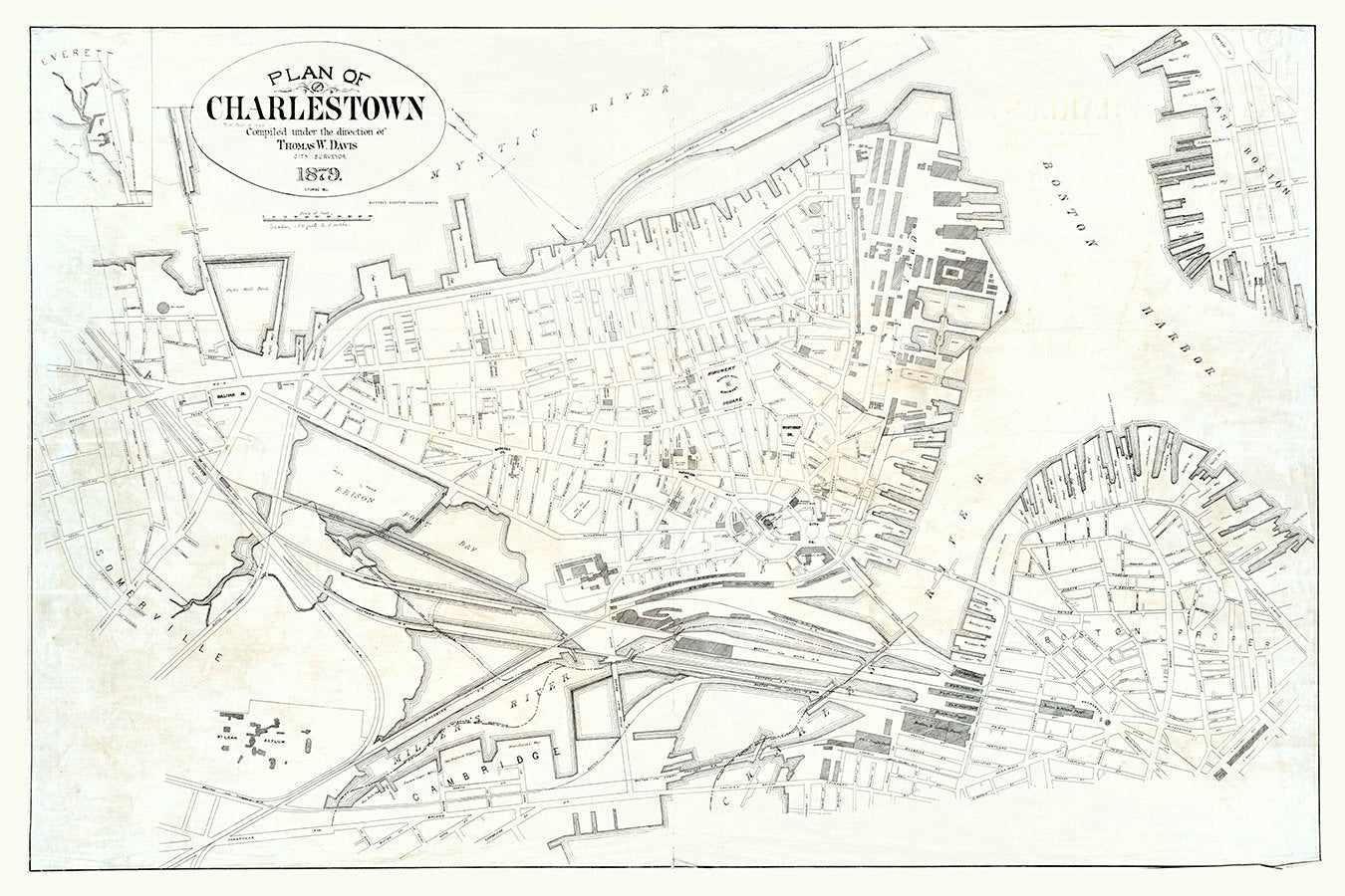 1879 Map of Charlestown Boston Massachusetts