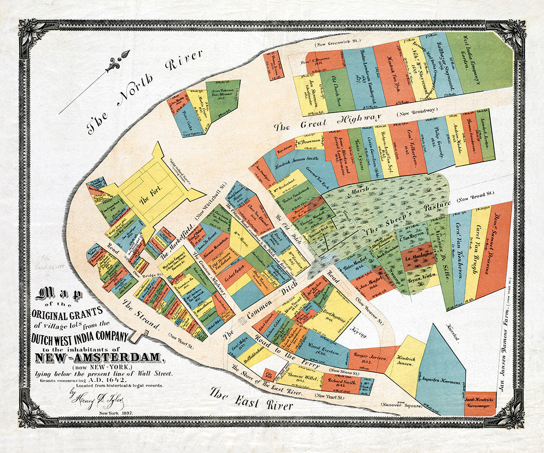 1642 Map Layout of New-Amsterdam New York City