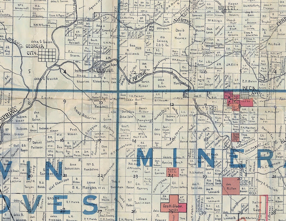 1900 Farm Line & Mining Map of Jasper County Missouri and Adjoining Counties