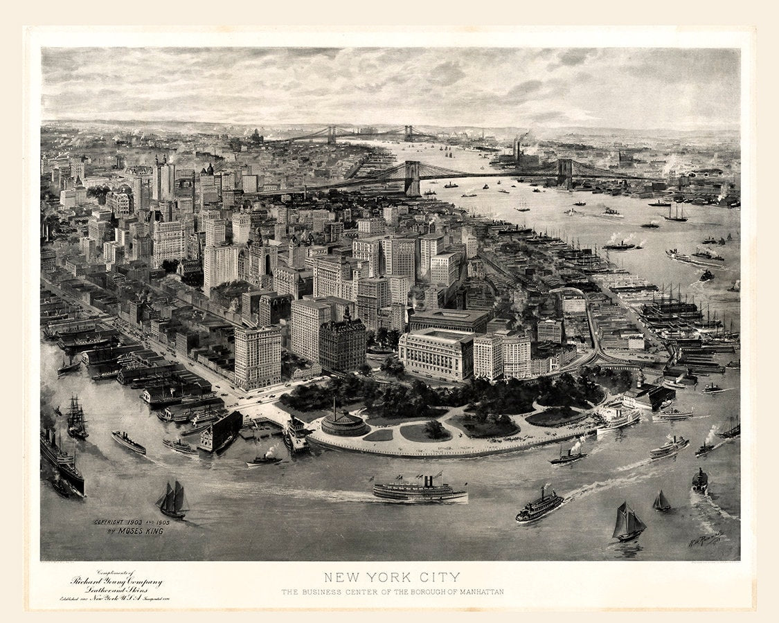 1903 Panoramic Map of New York City