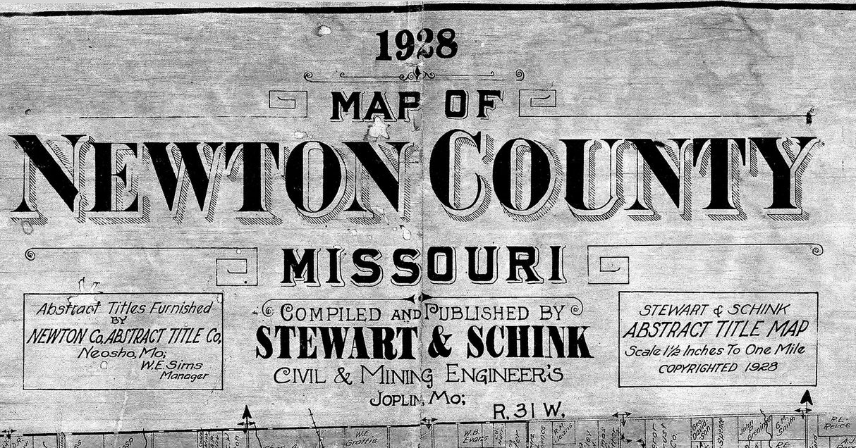 1928 Map of Newton County Missouri