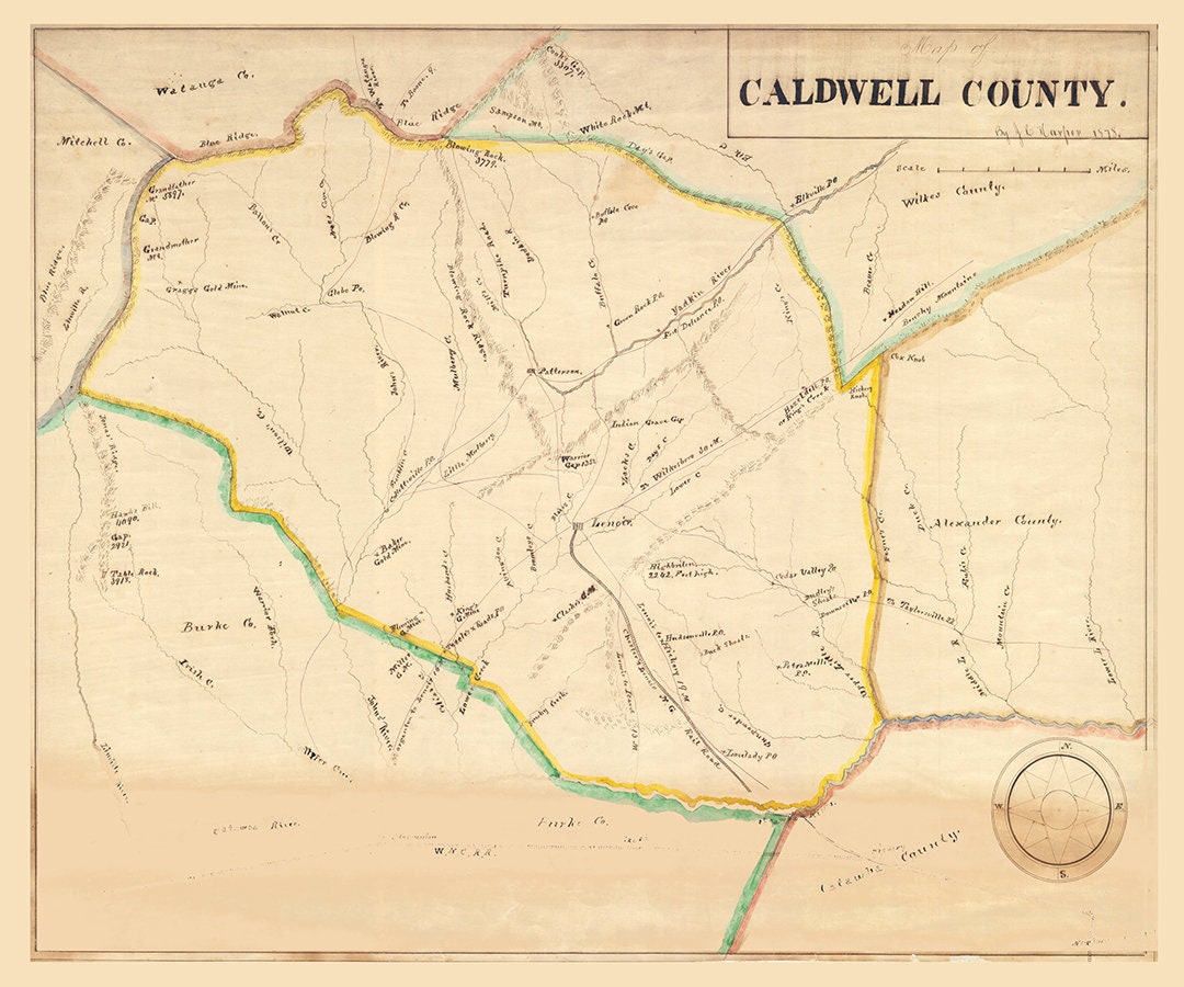 1878 Map of Caldwell County North Carolina