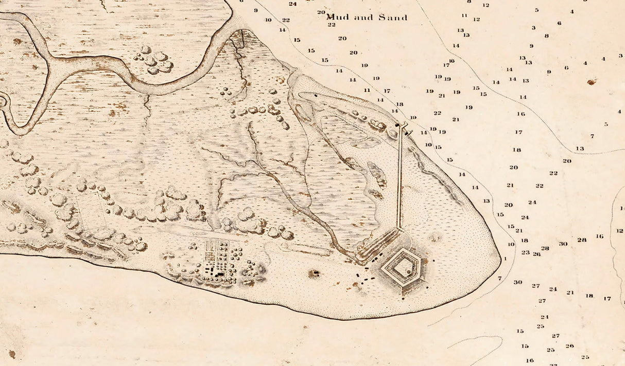 1839 Nautical Map of Beaufort Harbour North Carolina