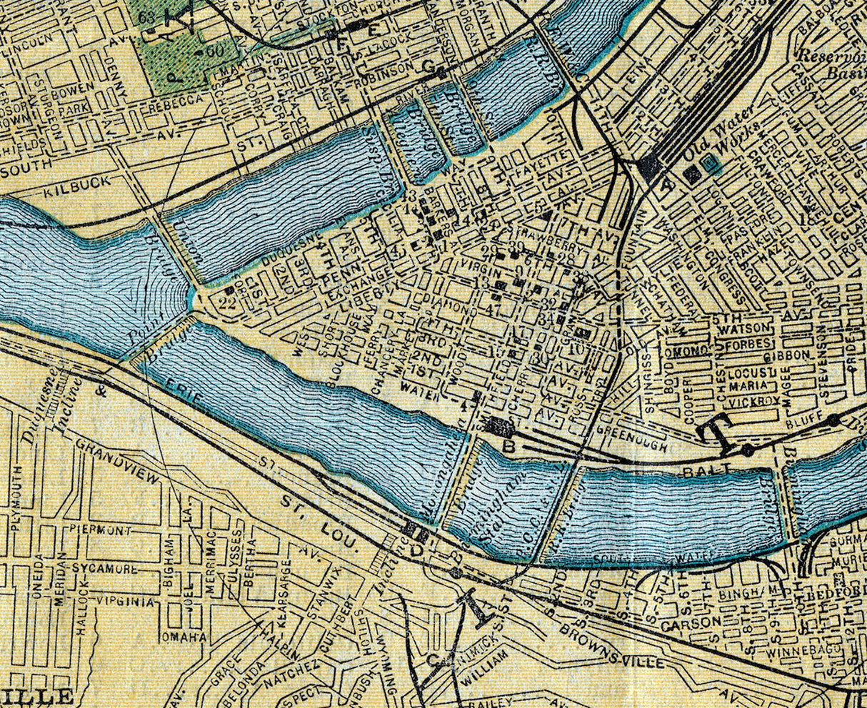 1895 Map of Pittsburg Allegheny County Pennsylvania