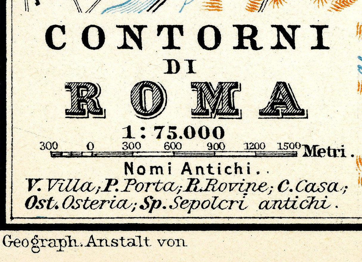 1910 Map of Rome Italy and Environs by Baedeker