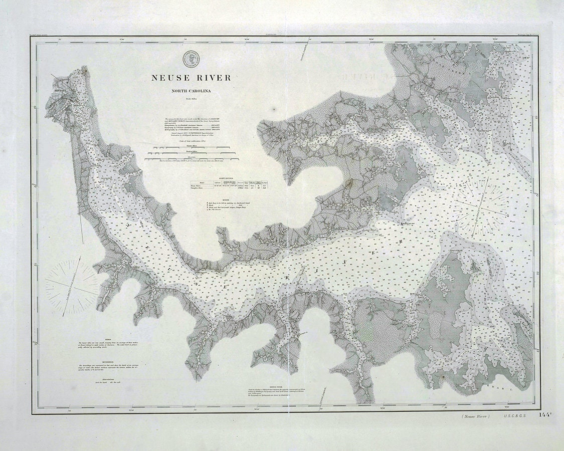 1879 Nautical Map of Neuse River North Carolina to Newbern